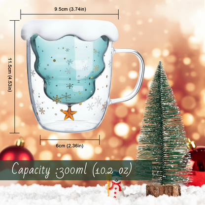 🎄☕ Christmas Snowflake Glass Mug ☕🎄