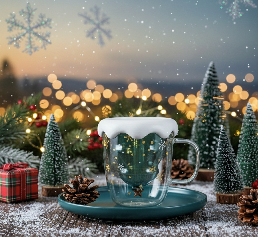 🎄☕ Christmas Snowflake Glass Mug ☕🎄
