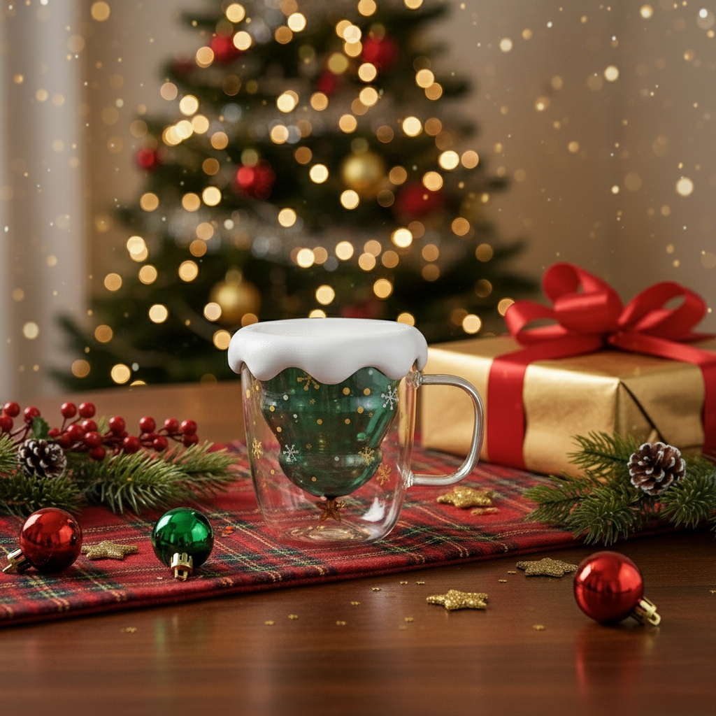🎄☕ Christmas Snowflake Glass Mug ☕🎄